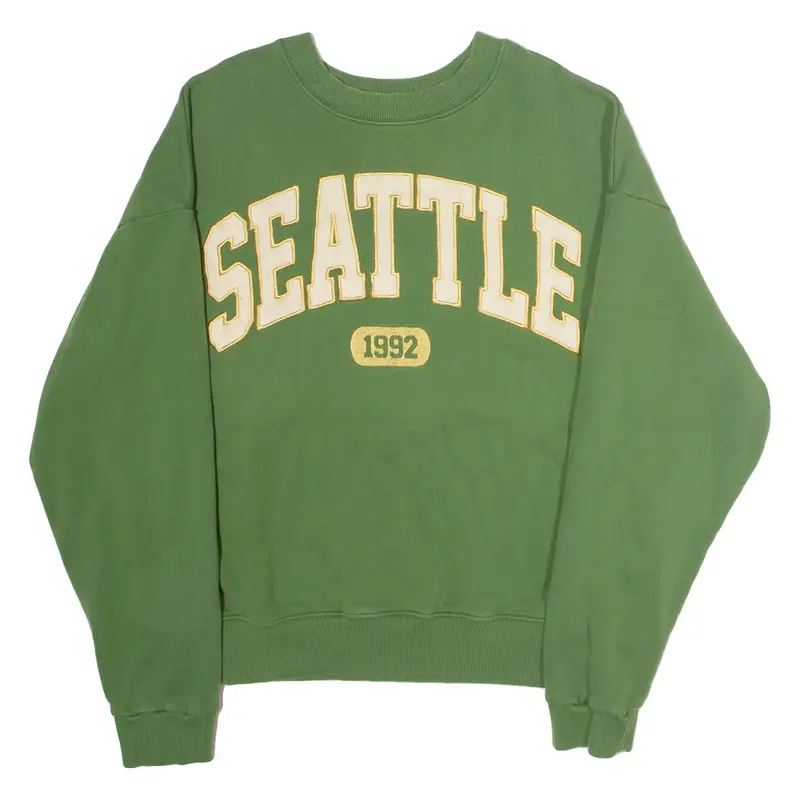 REVIEW Seattle 1992 Mens Sweatshirt Green Crew Neck USA M