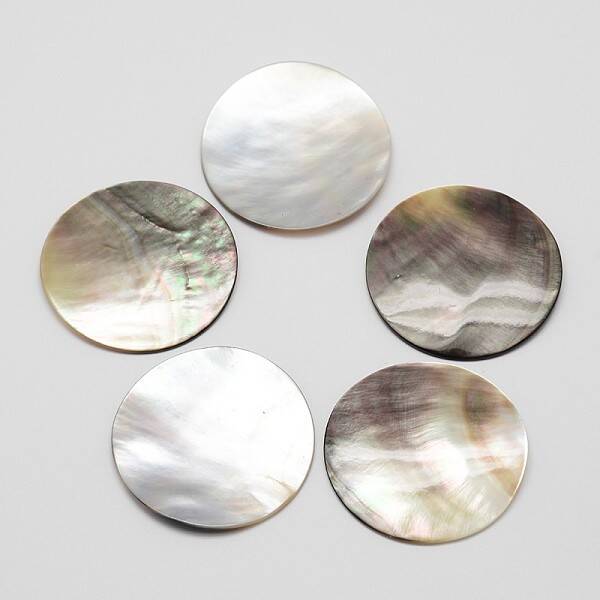 Flat Round Black Lip Shell Cabochons