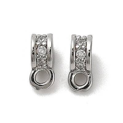 Brass Micro Pave Clear Cubic Zirconia Tube Bails
