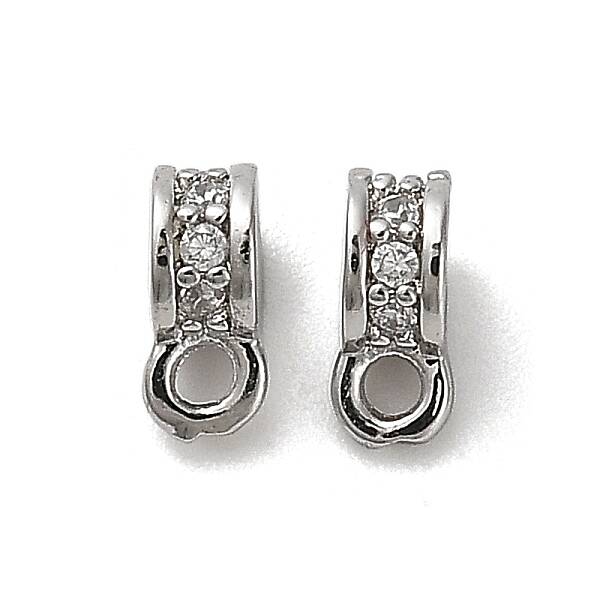 Brass Micro Pave Clear Cubic Zirconia Tube Bails