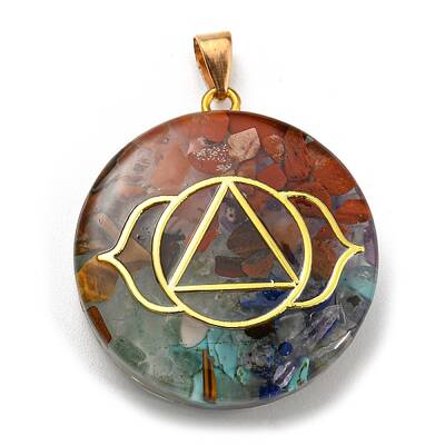 Mixed Gemstone Flat Round Pendants