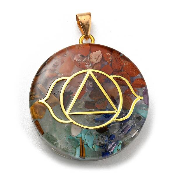 Mixed Gemstone Flat Round Pendants