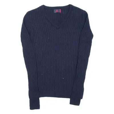 KAPPA Womens Jumper Blue V-Neck Tight Knit XS