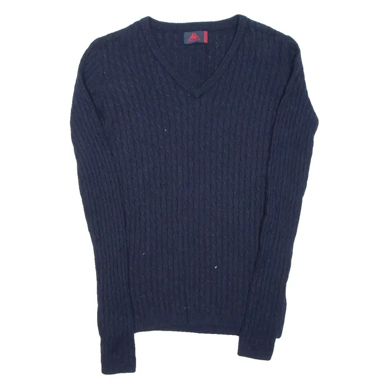 KAPPA Womens Jumper Blue V-Neck Tight Knit XS