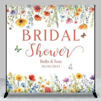 Flowers Butterfly Custom Bridal Shower Backdrop