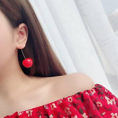 Lifelike Cherry Dangle Stud Earrings