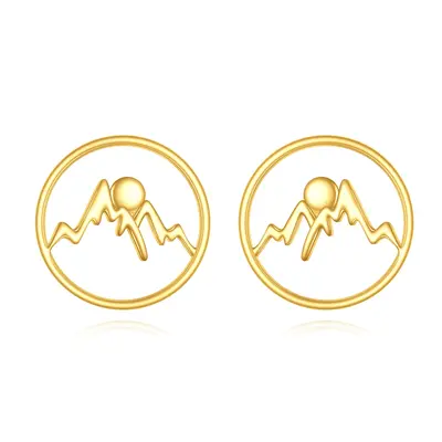 14K Gold Mountains Stud Earrings