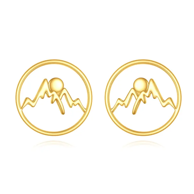 14K Gold Mountains Stud Earrings