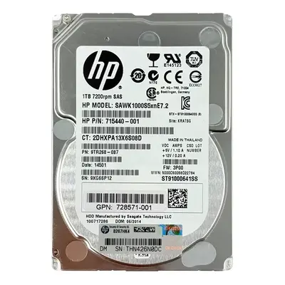715440-001 HP 1TB 7200RPM SAS 6Gb/s 2.5-Inch 64MB Cache Hard Drive