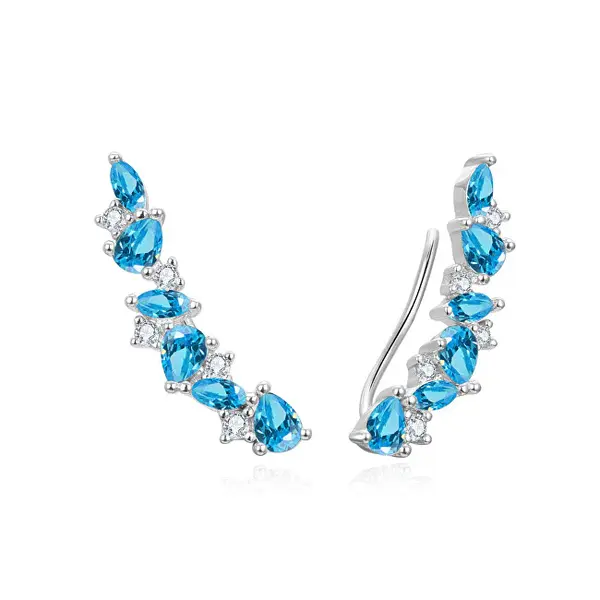 Beneto Charming Beach Long Earrings with Blue Zirconia AGUP3299LB