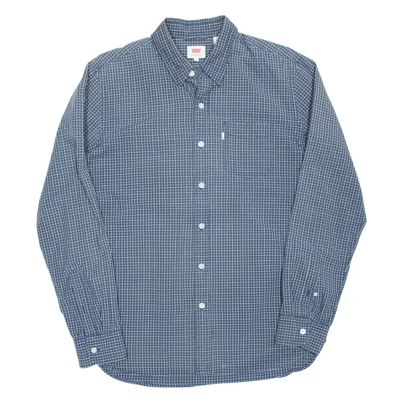 LEVI'S Mens Shirt Blue Check Long Sleeve M