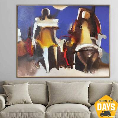 Abstract Colorful Paintings On Canvas Figurative Artwork Original Textured Painting Wall Decor | TU ANCEL 47.2"x59"