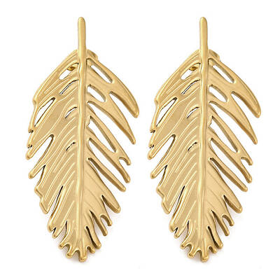 304 Stainless Steel Leaf Theme Stud Earrings For Women
