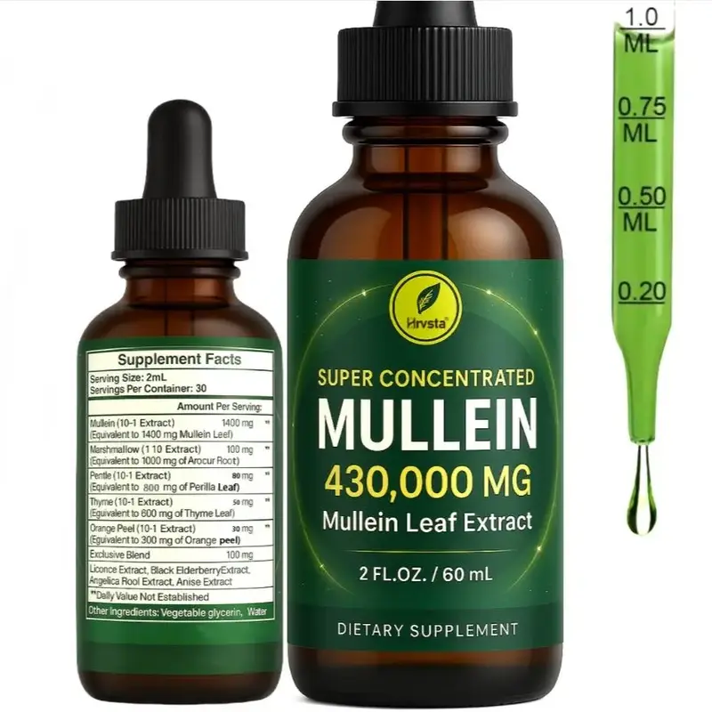 Mullein Leaf Herbal Drops for Lungs-Mullein LeafExtract&Marshmallow Root&Detox-lmmuneSupport Supplement, Healthcare Vitamin E...