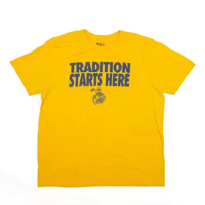 NIKE Tradition Starts Here Sports T-Shirt Yellow USA Short Sleeve Mens XL