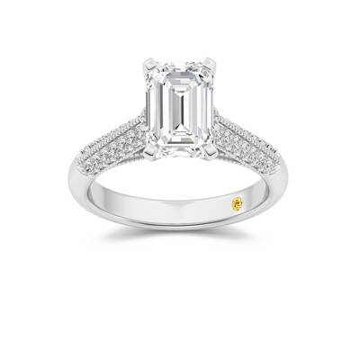 Storm Knife Edged Cathedral Emerald Cut Lab Grown Diamond Engagement Ring | 10K White Gold 2 3/4 CT. TW.
