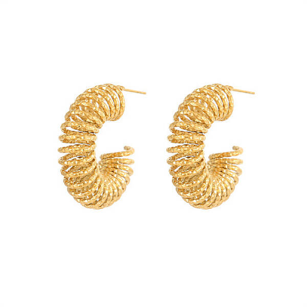 304 Stainless Steel Wire Spiral Stud Earrings