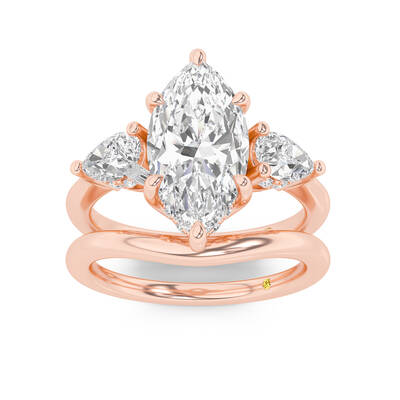 Celestia Lab Grown Marquise Diamond Engagement Ring with the Luna Wedding Band | 14K Rose Gold 3 3/4 ct. tw.