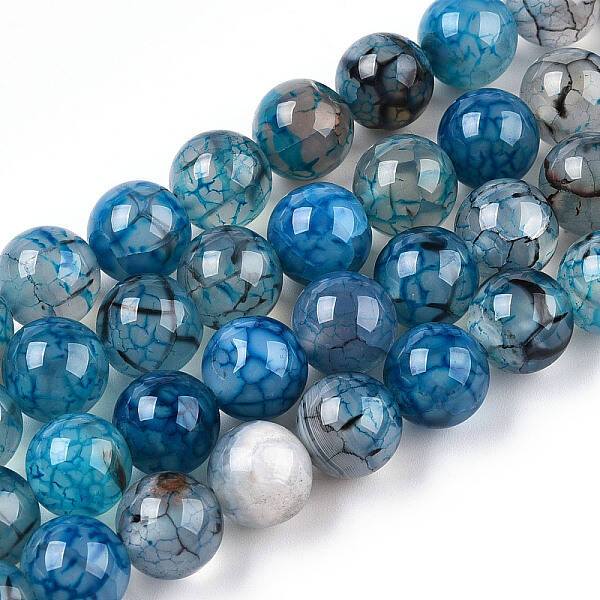 Dyed Natural Dragon Veins Agate Beads Strands