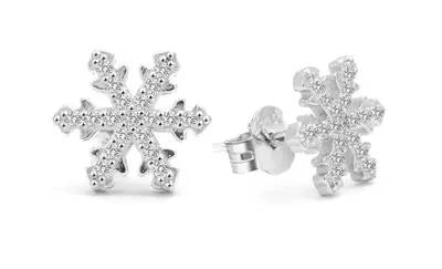 Beneto Fascinating Snowflakes Silver Earrings AGUP1596