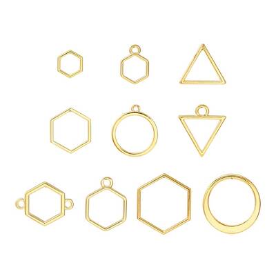 10Pcs Alloy Open Back Bezel Pendants and Links