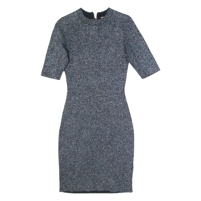 REISS Womens Bodycon Dress Grey Viscose Short Sleeve Midi XS