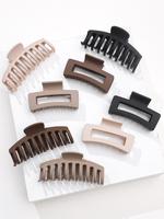 Solid Color Hollow Out Design Hair Claws, 8counts/set Fashionable Non-slip Hair Claws for Women, Daily Casual Summer 2025 Hai...