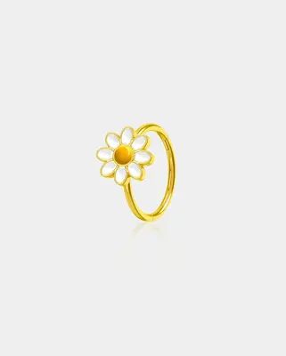 Silver and Gold Daisy Segment Nose Ring - Gold