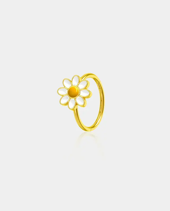 Silver and Gold Daisy Segment Nose Ring - Gold