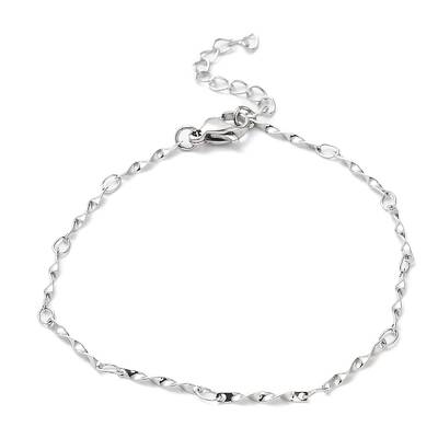 Non-Tarnish 304 Stainless Steel Twist Bar Link Chain Bracelets