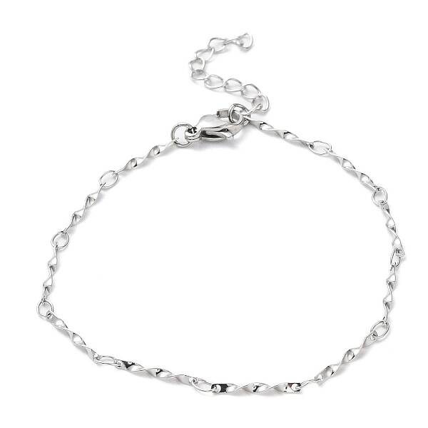 Non-Tarnish 304 Stainless Steel Twist Bar Link Chain Bracelets