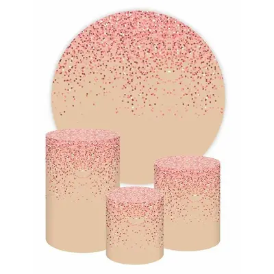 Aperturee Pink Glitter Round Beige Happy Birthday Backdrop Kit | Birthday Round Backdrop Cover | Round Backdrop Cover Diy | R...