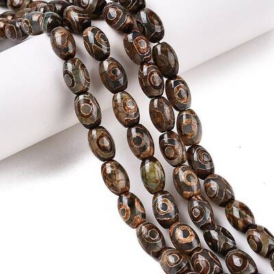 Natural Tibetan Agate 3-Eye Beads Strands