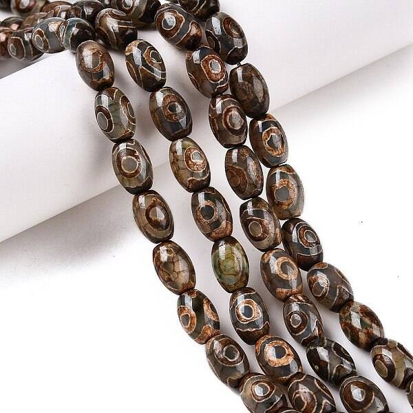 Natural Tibetan Agate 3-Eye Beads Strands