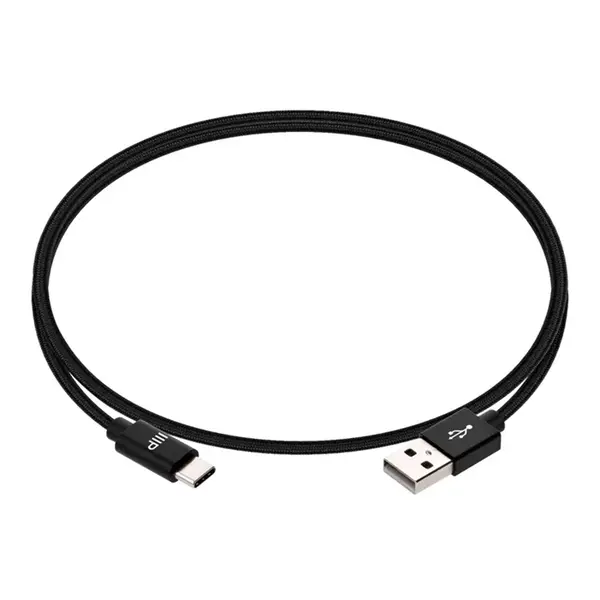 38899 Monoprice Palette Series USB 2.0 USB-C to USB-A Charge and Sync Nylon-Braid Cable 1.5ft Black