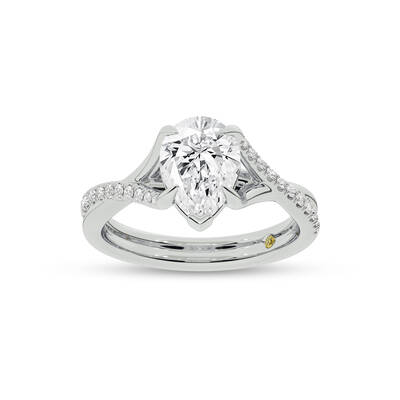 Lumen Twisted Pavé Shank Pear Shape Lab Diamond Engagement Ring | 18K White Gold 2 1/5 CT. TW.