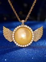 Personalized Wing & Chain Design Pendant Necklace for Women & Men, Rhinestone Decor Necklace for Daily Wear, Trendy All-match...