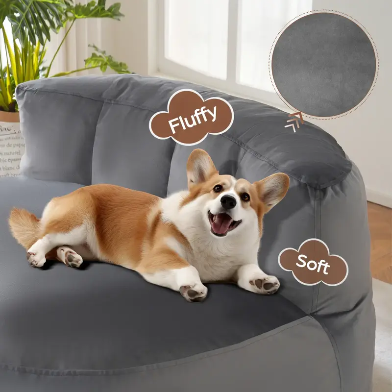 【Back to School】DOWNCOOL Oversized Velvet Bean Bag Chair for All Ages , Lazy Sofa Chair with Memory-Foam Filled, Single R...