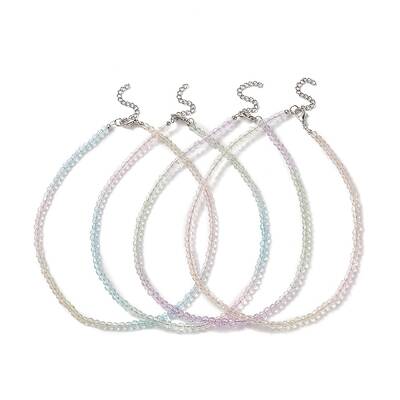 Faceted Gradient Color Glass Beaded Necklaces for Women