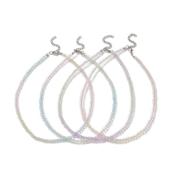 Faceted Gradient Color Glass Beaded Necklaces for Women