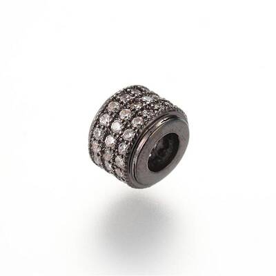 Brass Micro Pave Cubic Zirconia Beads