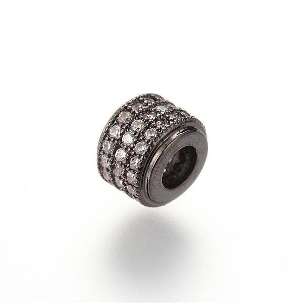 Brass Micro Pave Cubic Zirconia Beads