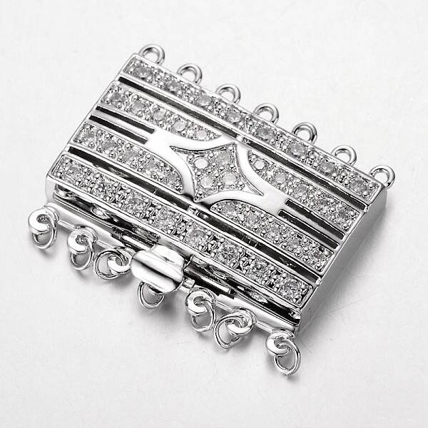 Brass Cubic Zirconia Box Clasps