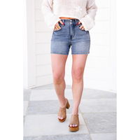Judy Blue Medium Wash Tummy Control Double Waistband Cooling Shorts