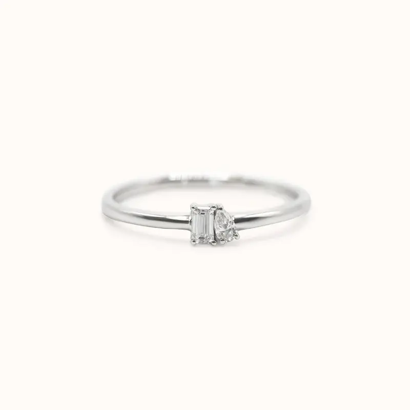 Mini Toi et Moi Stacker | White Gold