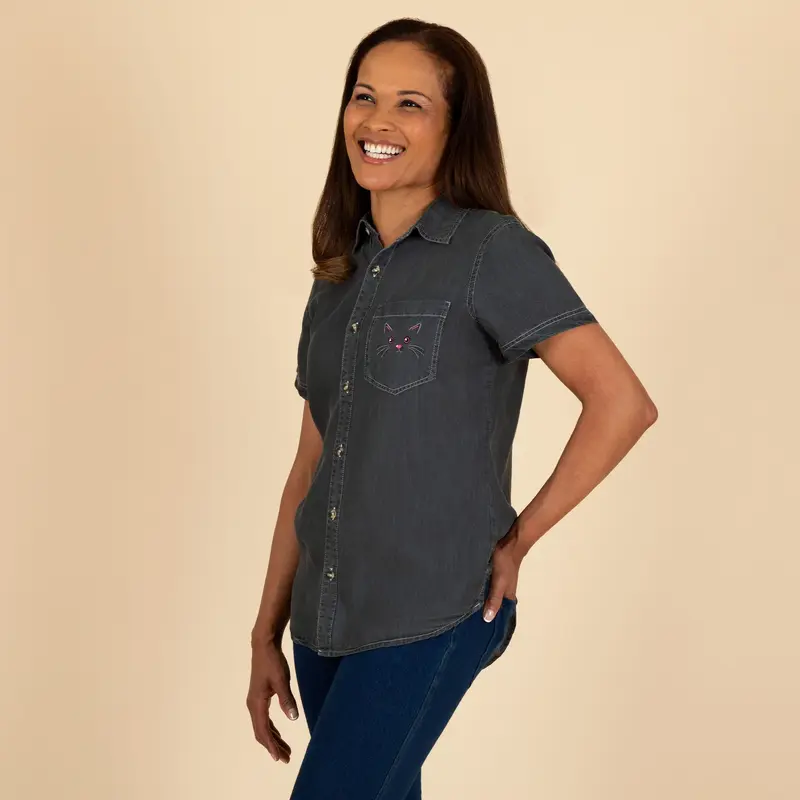 Paw Print Short Sleeve Camp Shirt - Rainbow - XL