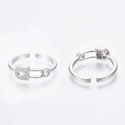 Brass Micro Pave Clear Cubic Zirconia Cuff Rings