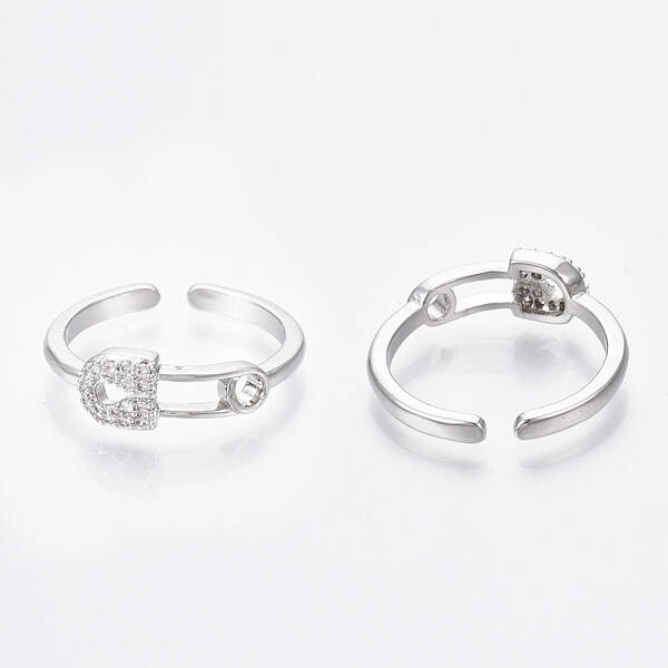 Brass Micro Pave Clear Cubic Zirconia Cuff Rings