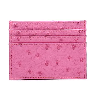 LUCKWE Pink Crocodile Ostrich & Snake-Effect Pu Leather Credit Card Wallet Super Slim with 6 Slots & 1 Pocket Exquisite Cardh...