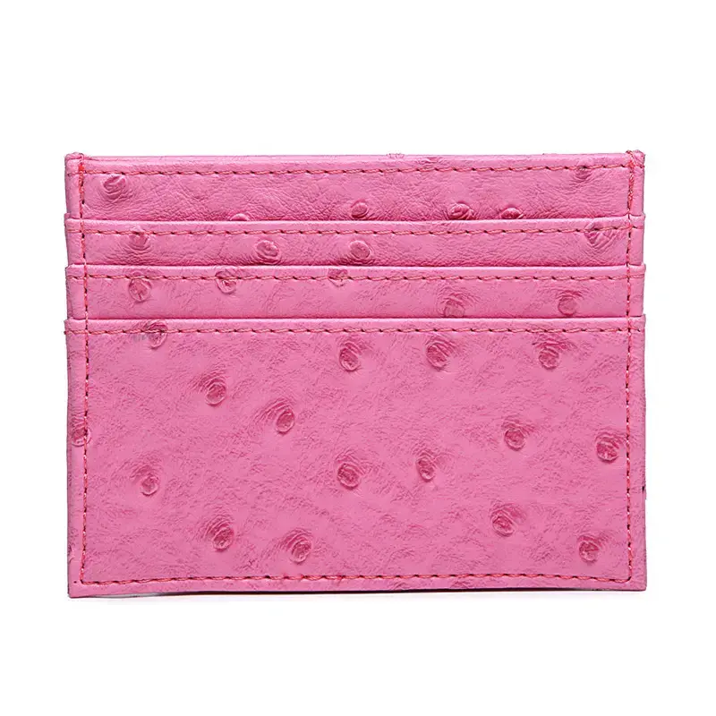 LUCKWE Pink Crocodile Ostrich & Snake-Effect Pu Leather Credit Card Wallet Super Slim with 6 Slots & 1 Pocket Exquisite Cardh...